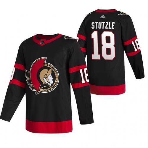 Men's Ottawa Senators #18 Tim Stutzle 2021 Black Stitched NHL Home Jersey Dzhi